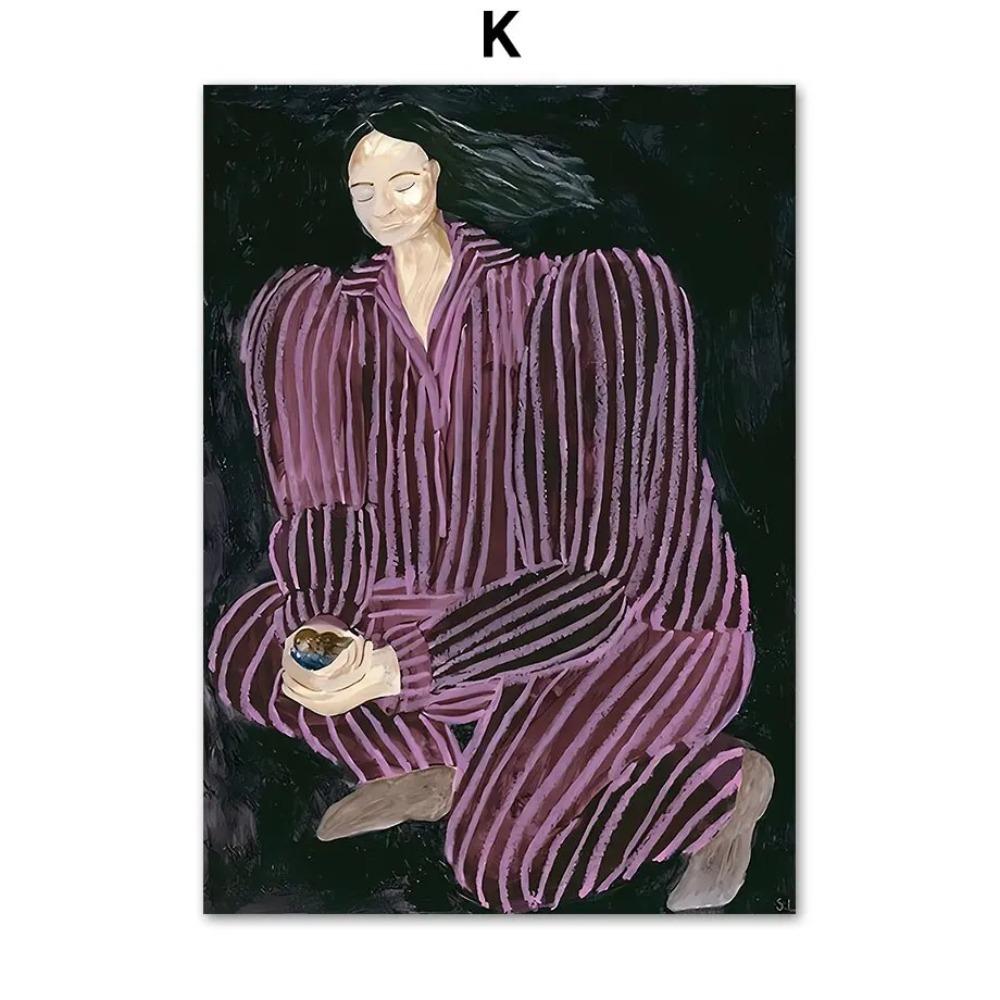 Modern Nordic Canvas Art Prints Retro Abstract Line Girl Matisse Bauhaus Inspired Gallery Wall Posters Living Room Decor