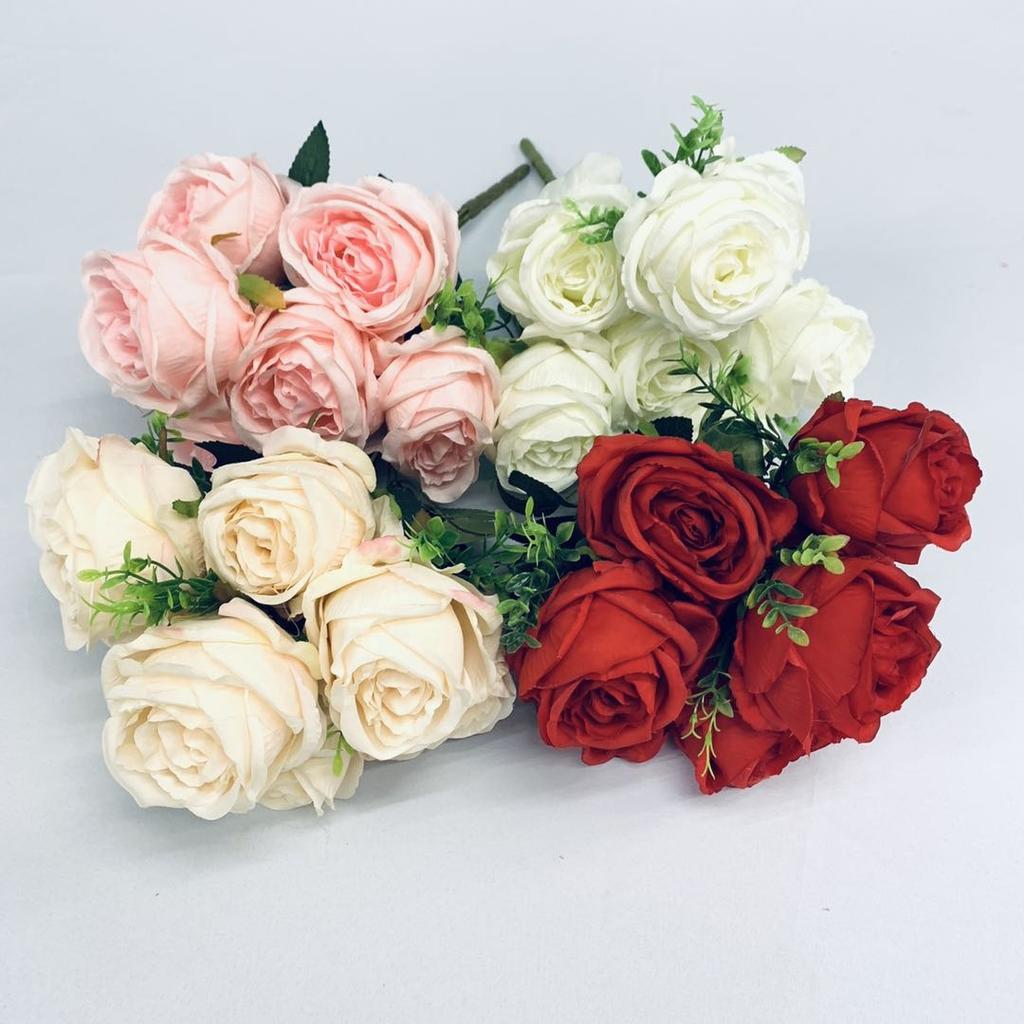 Modern Artificial Rose Silk Flowers Bouquet for Home Wedding Decoration