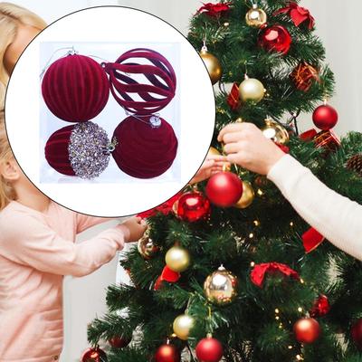 4 Stück Weihnachtskugeln Christbaumkugeln Bruchsicher mit Aufhängeschnur Weihnachtsdekorationen Samtkugel für