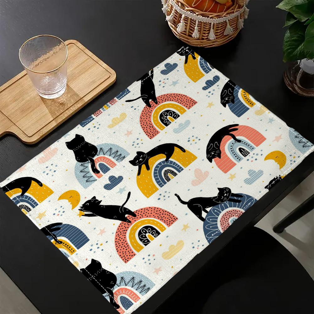 Cartoon-Cute Cat Kitchen Placemat Dining Table Mats Drink Coasters Western Pad   Home Decor 5.27