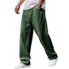 Mens Casual Linen Elastic Waist Loose Straight Long Pants