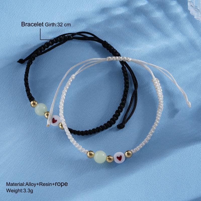 Romantic Heart - Braided Bracelet Set for Couples: 2 - Piece Expression of Affection: A Symbol of Love