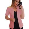 Women S Solid Color Short Sleeve Blazer Casual Office Jacket