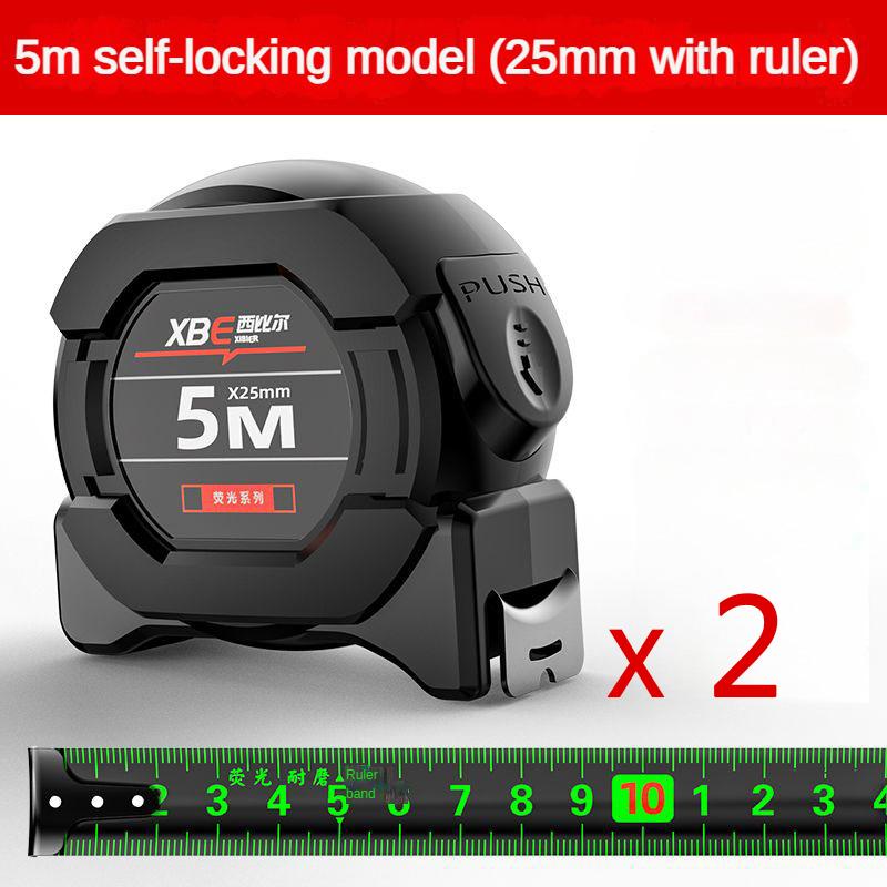 Self Locking Steel Tape Measure Black Fluorescent Tape 5M High Precision Thickened Wear-resistant Fall Resistant Measuring Tape