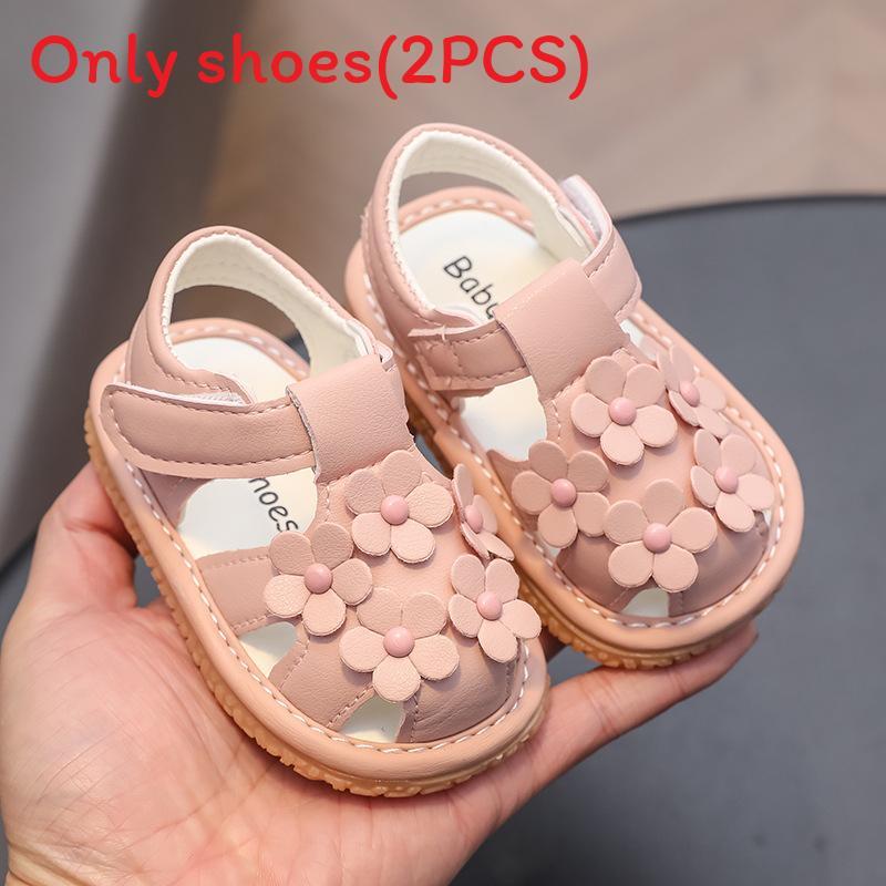 

Kid Girl Toddler Walking Shoes With Flower Decor And Loop Closure 11.5cm розовый