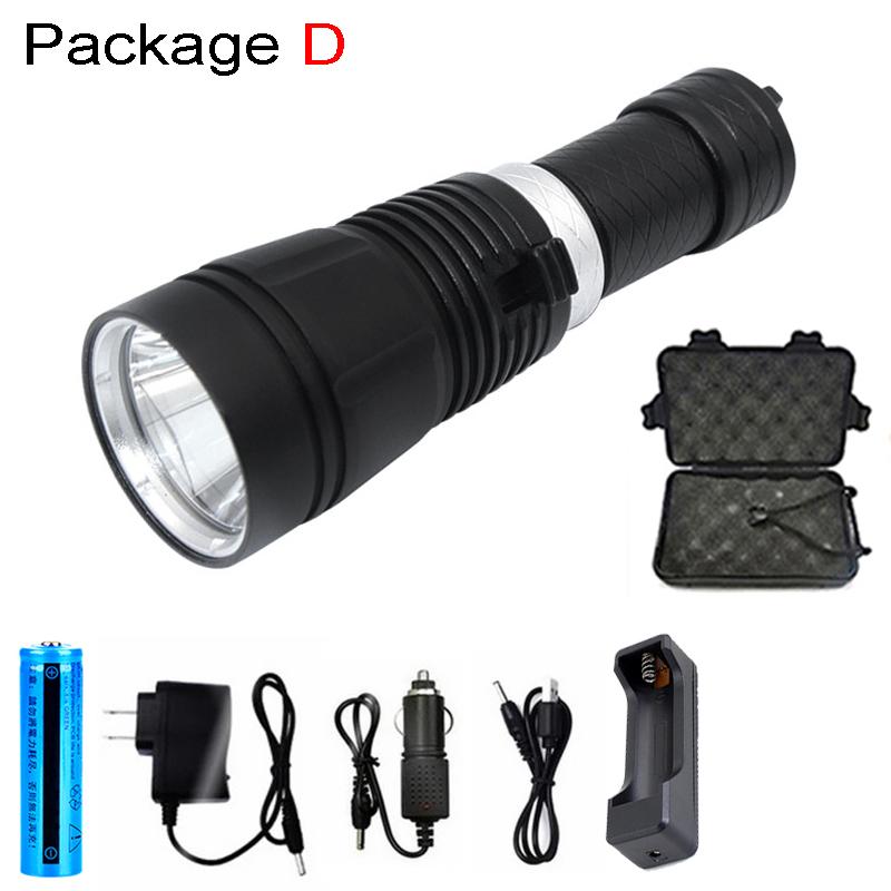D2 Powerful Diving Flashlight Edc Dive Torch Light Lamp Underwater High Power Led Flashlights Diving Camping Tactical Lantern