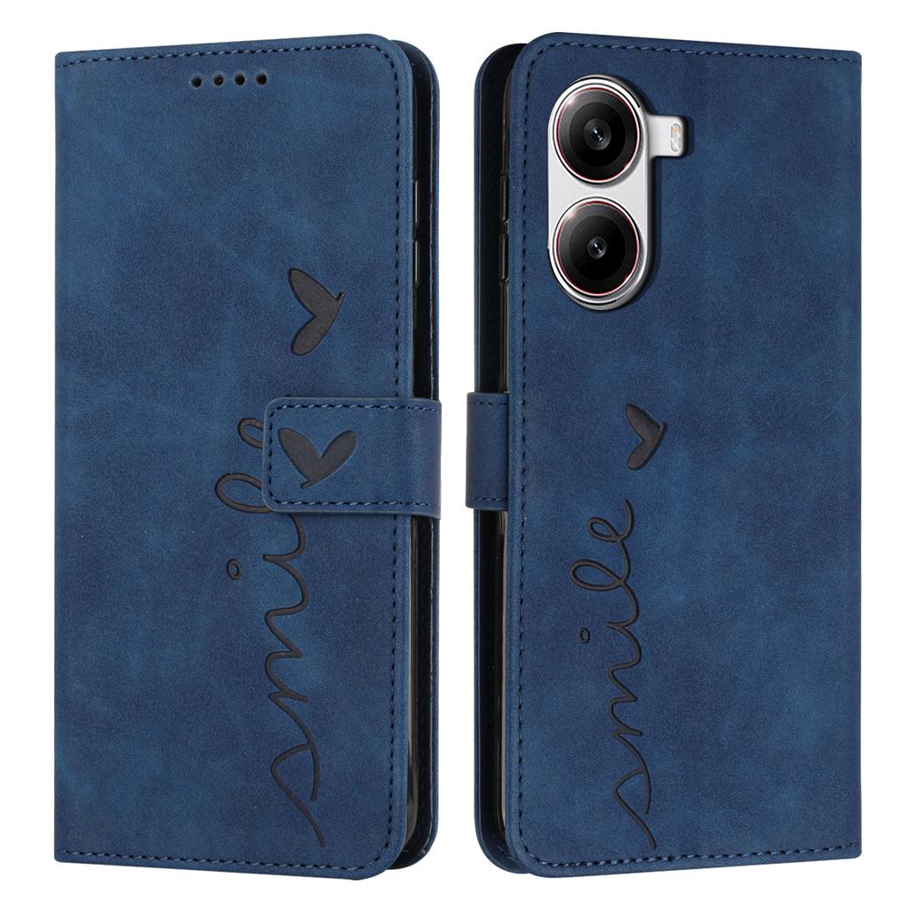 For Xiaomi Redmi Turbo 4 5G/Poco X7 Pro 5G Case Viewing Stand PU Leather Phone Cover Imprinted Heart Pattern