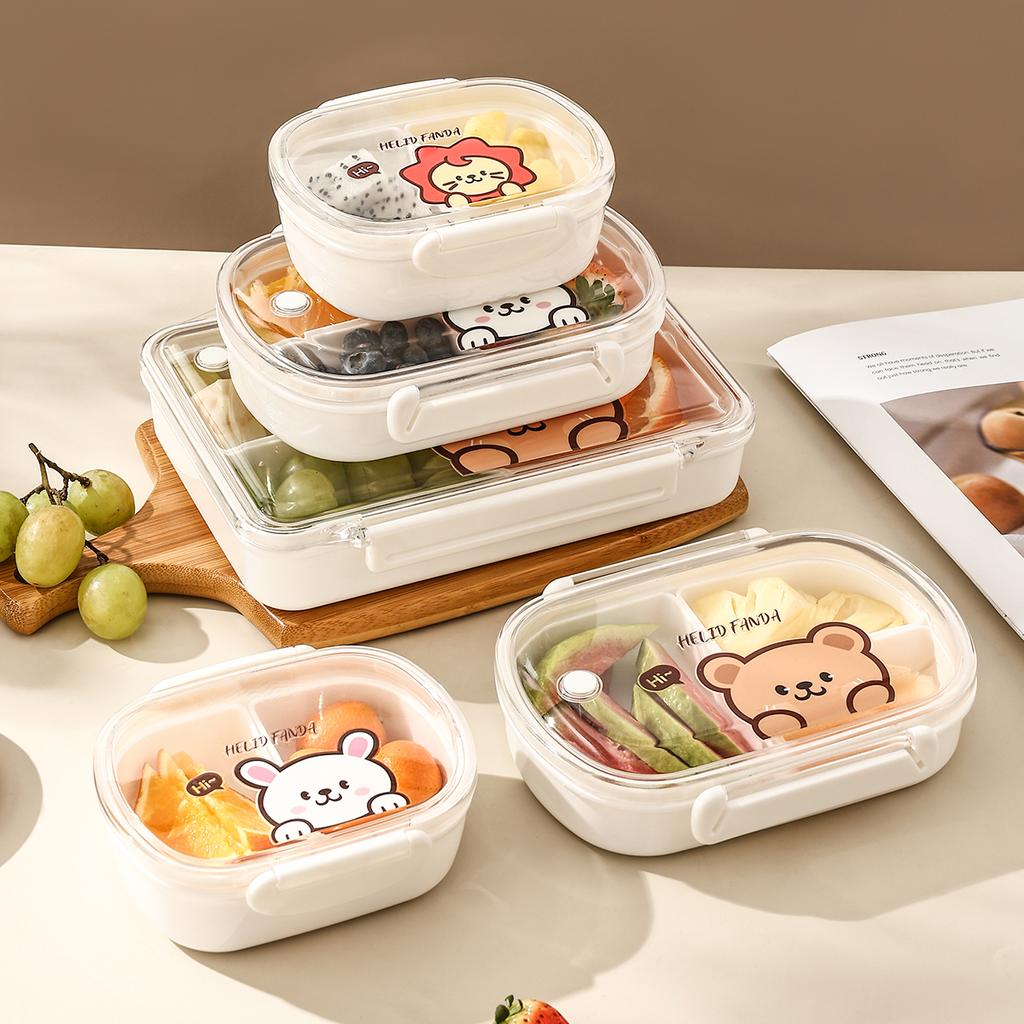WORTHBUY Leak Proof Lunch Box Portable Food Container Microwavable Detachable Compartment Bento Box Plastic Transparent Food Box