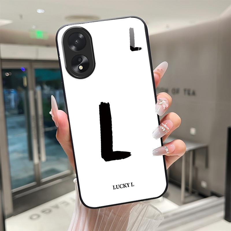 Phone Case For OPPO A18 A38 A58 A78 Back Covers Lucky Letter Protective Case For OPPOA18 OPPOA38 Tempered Glass Soft TPU Shell