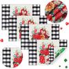 Valentine's Day Buffalo Plaid Placemats Set of 4 Double Sided St Patricks Day Valentines Placemats Decoration Set Farmhouse Table Holiday