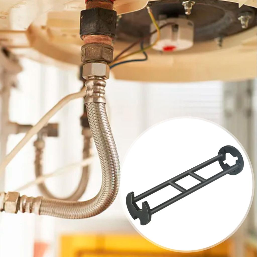 Basin Wrench Multifunctional Sink Wrench Four-jaw Hex Spanner Universal Plumbers Tool for Tight Spaces Kitchen Bathroom Home