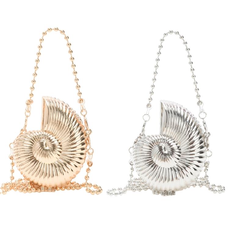 Womens Conch Shape Purse Elegant Acrylic Evening Bag with Chain Strap Crossbody Shoulder Small Handbag for Wedding Party