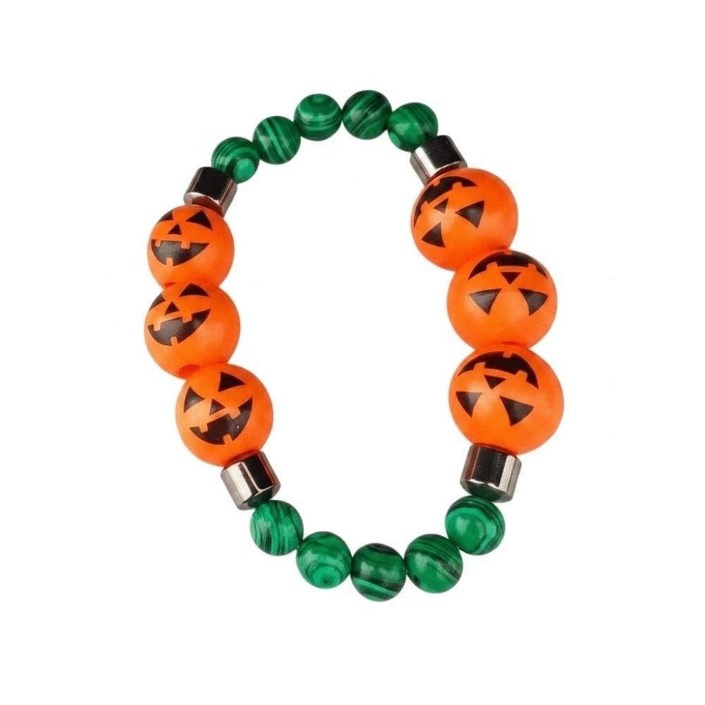 Elastic Halloween Bracelet Stretchy Wood Wristband Devil Eye Bangle Pumpkin Beads Bracelet Couples