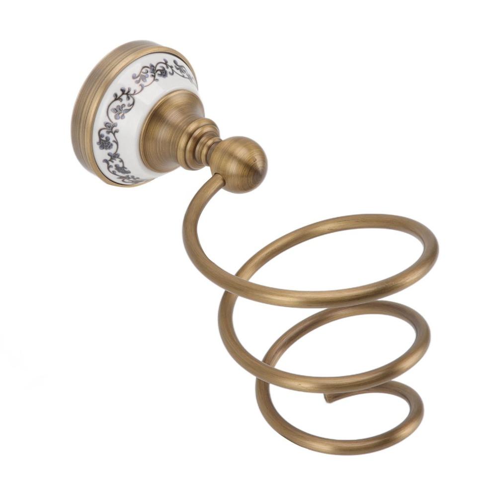 Brass Hair Dryer Holder Antique Retro Style Blow Dryer Rack  Bathroom Salon Barber Shop