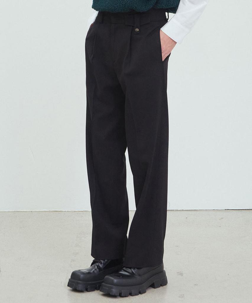 NODU Wide Tuck Slacks [Black]