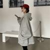 New Spring Loose Gray Hooded Sweater Women's Zipper Jacket Women's Top