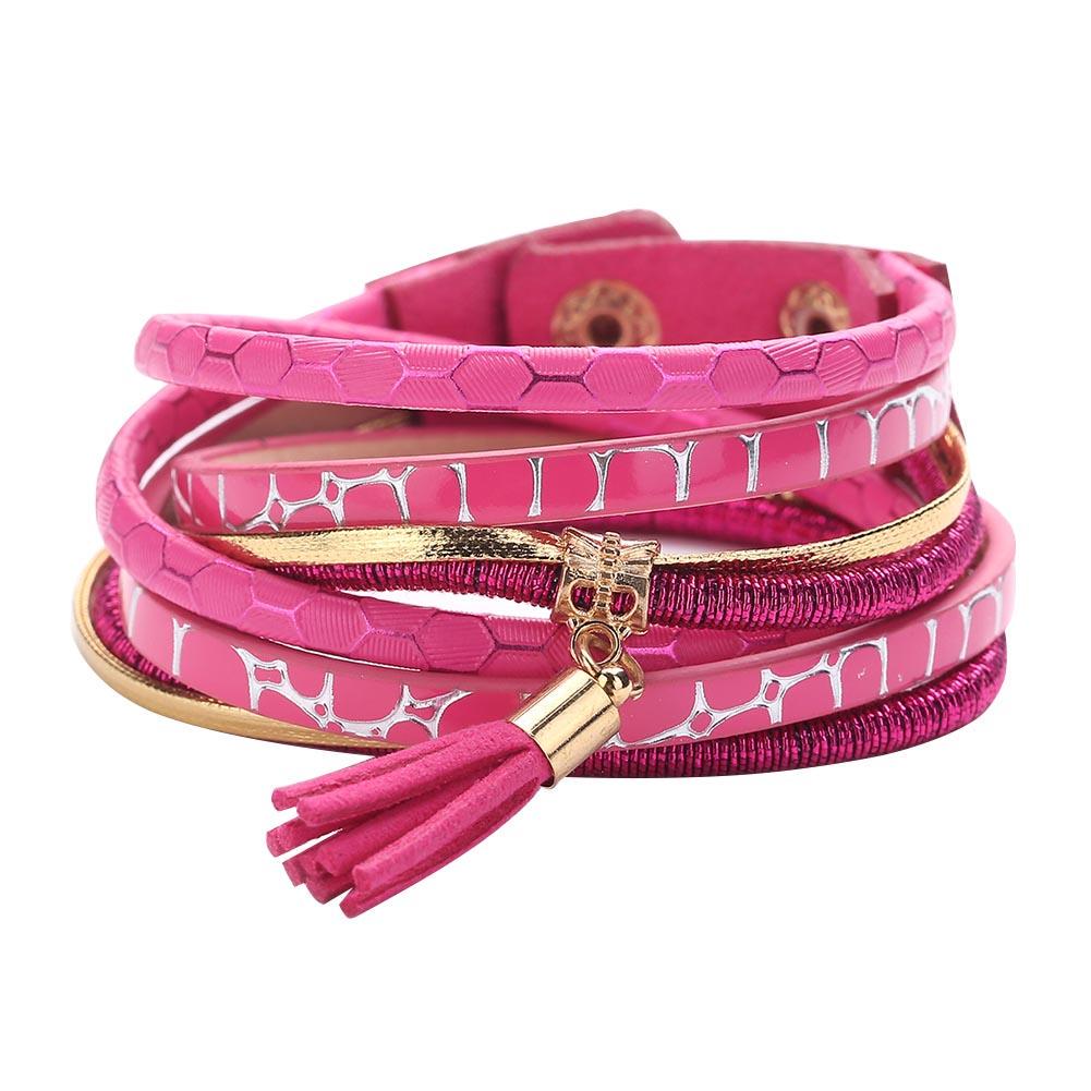 

Браслет с кисточками из сплава, магнитная пряжка, ювелирный браслет(розовый)