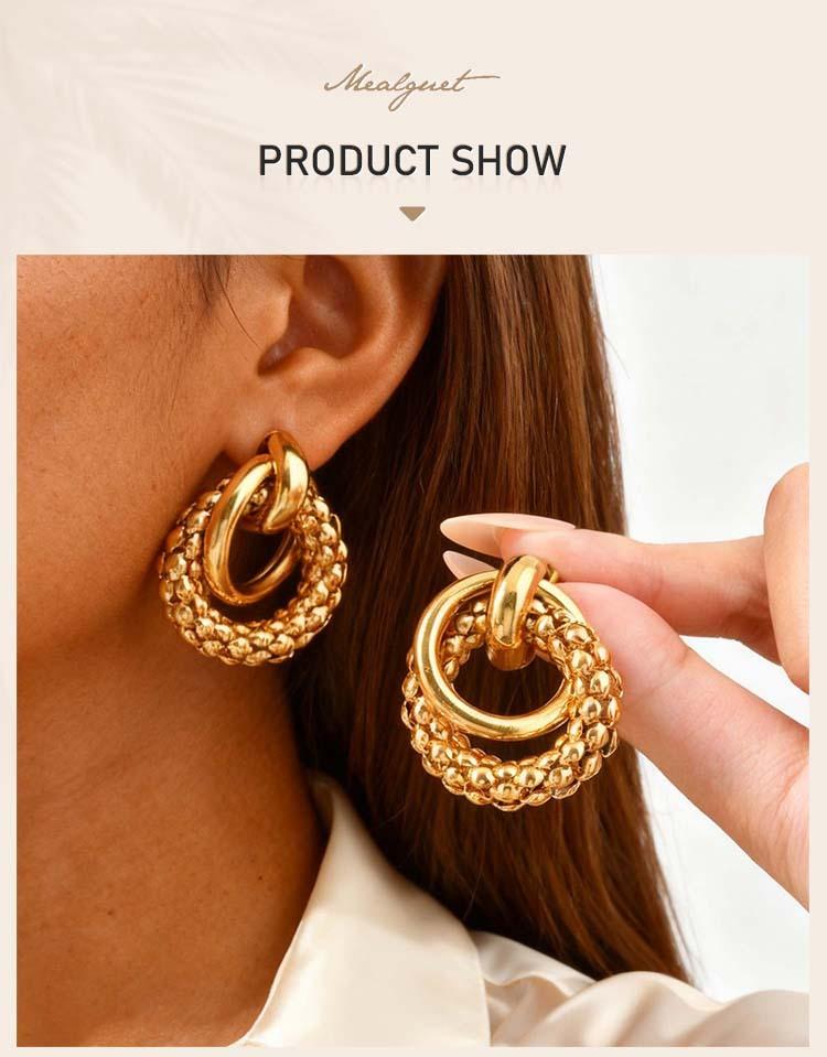 Geometric Inlocked Circle Twist Statement Earring Waterproof Chunky Jewelry