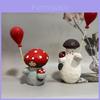 Wooden Mushroom Figurine With Balloons Handmade Home Decor Gift For Friends And Celebrations