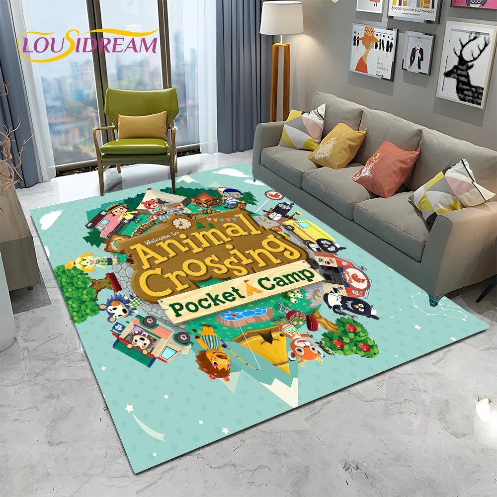Cartoon Animal Crossing New Horizons Area Rug,Carpet Rug for Living Room Bedroom Sofa Doormat Decor,Kids Play Non-slip Floor Mat
