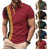 New Men's Casual POLO Shirt Chest Printing Stripes Lapel Buttons Business Colour Blocking Matchy-matchy T-shirt