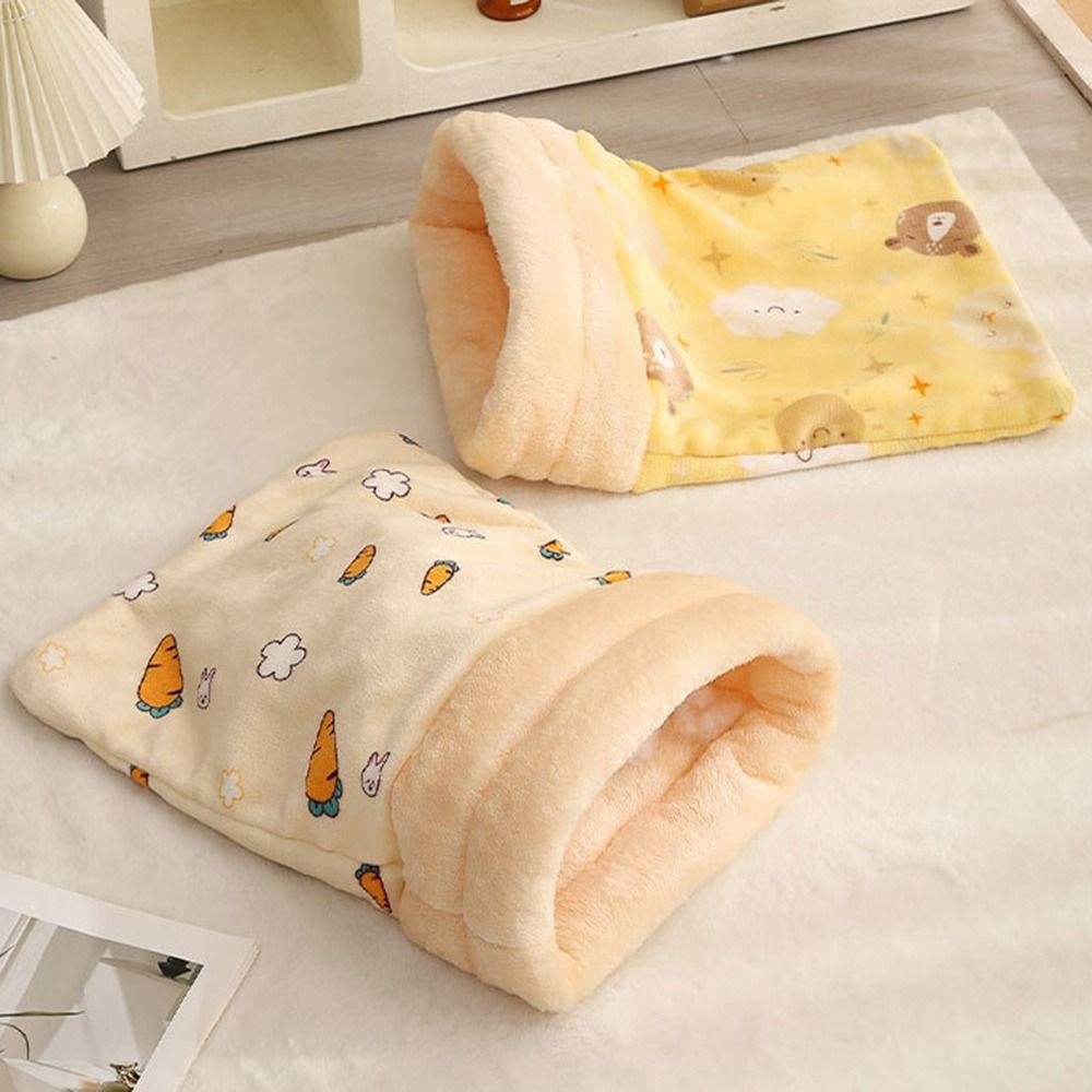 Cute Cat Sleeping Bag Thickened Cartoon Cat Nest Mat Winter Warm Pocket Type Kitten Quilt Bed Pet Supplies
