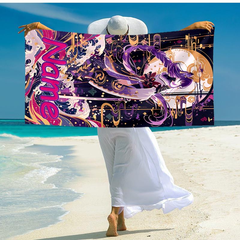 Personalized customized proof beach towel with Genshin Impact Balzebub pattern - soft, absorbent,quick-drying,perfect swimming,camping&bathing