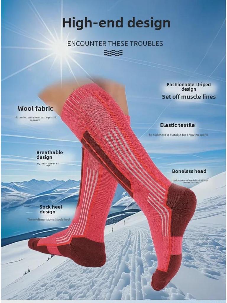 Kids' and Adults' Merino Wool Ski Socks: Thick, Long, Seamless, Ideal for Outdoor Sports