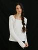 Leusejiem Square Neck Ribbed Long Sleeve Knit - 4 Colors