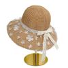 Lace Floral Sun Hat with Bow Hollow Design Breathable Grass Hat Women's Spring Sun Protection and Sunshade Hat