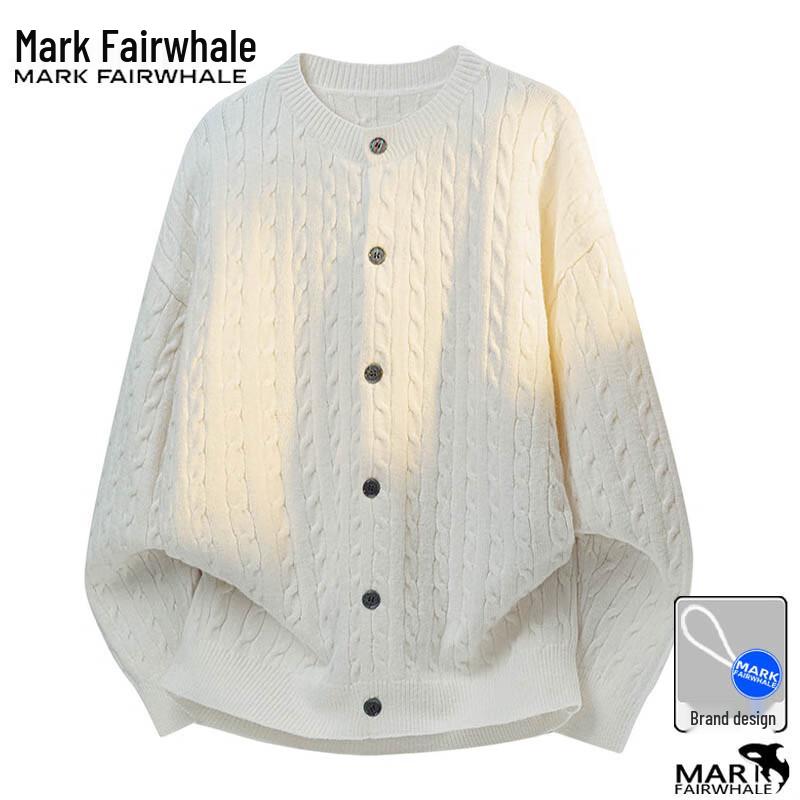 Mark Fairwhale Men's Autumn/Winter Solid Color Round Neck Knit Cardigan Sweater