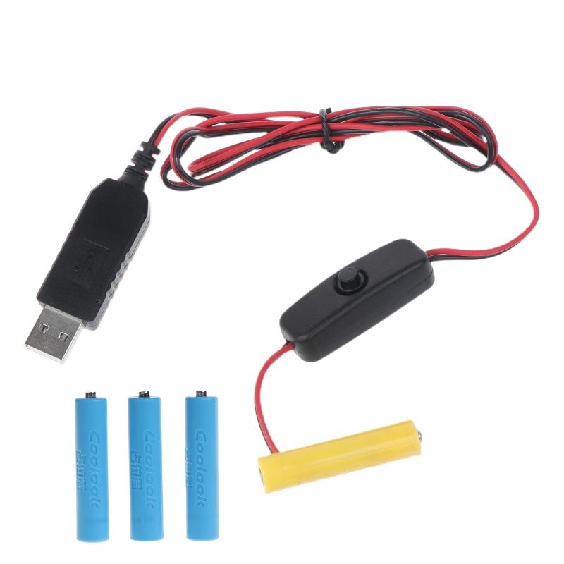 New 1.5V To 6V Universal AA/AAA Dummy Battery Adapter Detachable USB/Type C Battery Eliminator Cable With On/Off Switch Reusable