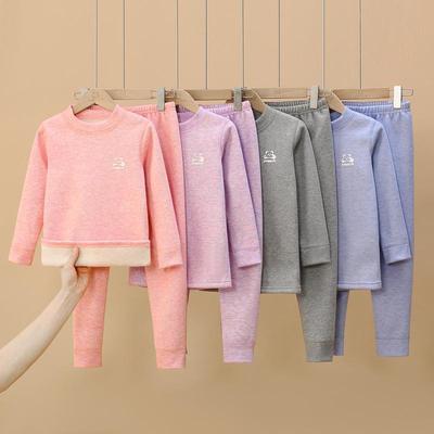 Children's Fleece-Lined Warm Underwear Set: Boys' & Girls' Autumn-Winter Base Layer with Thick Pants and Top