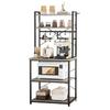Kitchen Bakers Rack, 600 mm Width Bakers Rack, Kitchen Stand with X-Shaped Support Bar, 12 S-Shaped Hooks, Double-Layer Top Shelf, Coffee Bar Stand