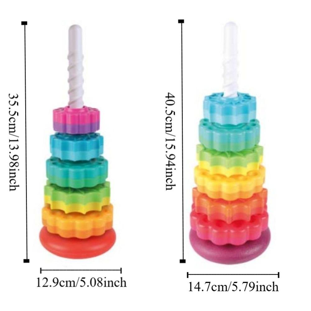 Safety Rotating Rainbow Tower Montessori Colored Children's Toys  Birthday Gitfs