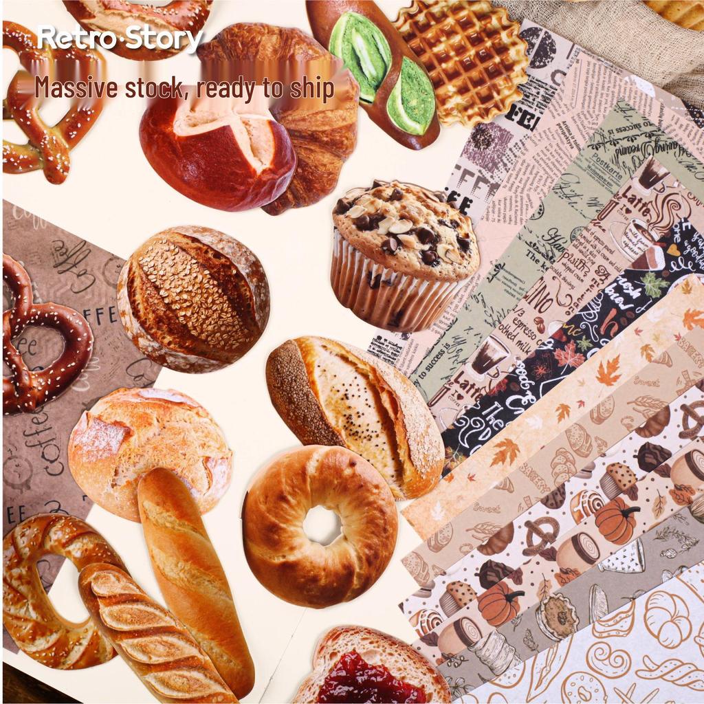 RetroStory Bakery Stickers: Realistic Food Themed Journal Decoration Pack
