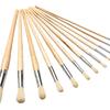 12Pcs Oil Brushes Round Head Pig Bristle Hair Acrylic Art Brushes Long Wood Rod Painting Brush Artist Supply