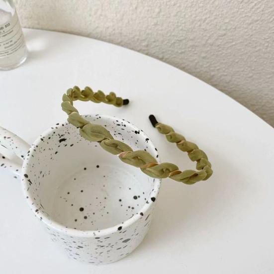 Women Headband Anti-Slip Teeth Mesh Yarn Twist Soft Braided Texture Hair Hoop Washing Face Headband Hair Accessory