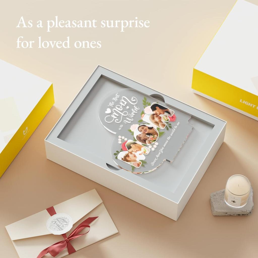 Bemaystar Personalized Mothers-Day Gift: Acrylic LED Night Light with Picture, Gifts for Mom, Stepmom, Mother In Law