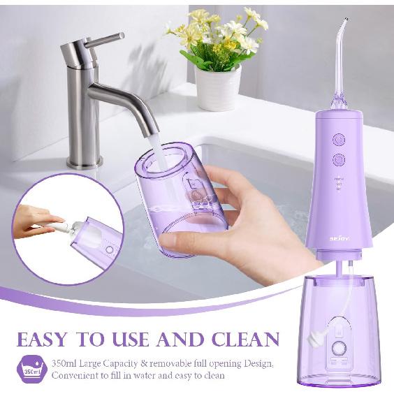 350mL/12oz Water Flosser with 3 Modes 6 Jet Tips,Dental Oral Irrigator USB Rechargeable Cordless Water Dental Picks for Teeth Cleaning,IPX7