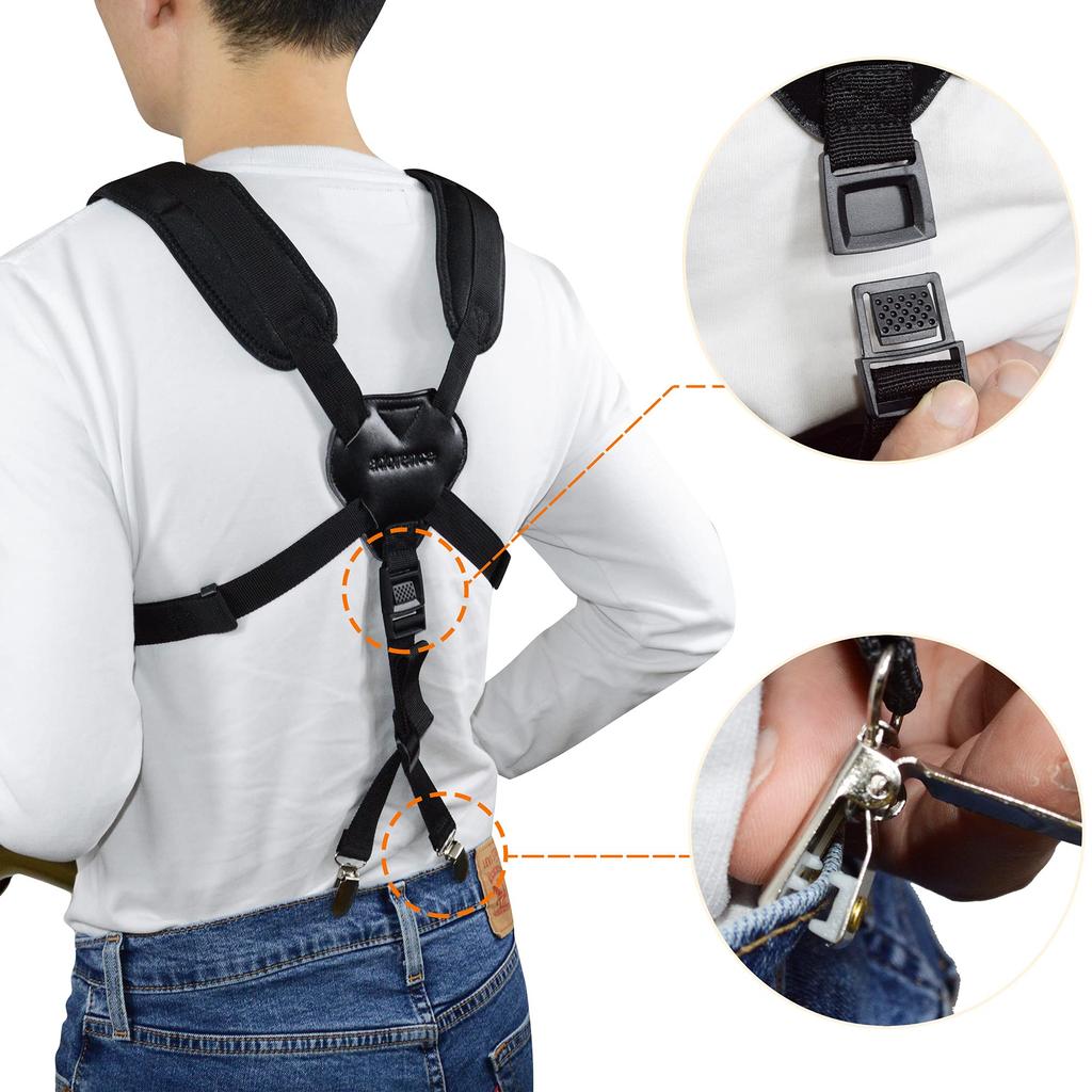 [adorence] Saxophone Harness Strap, Padded Saxophone Shoulder StrapBeginner Saxophone Chest Strap - Baritone, Tenor, Alto, and Baritone Saxophone