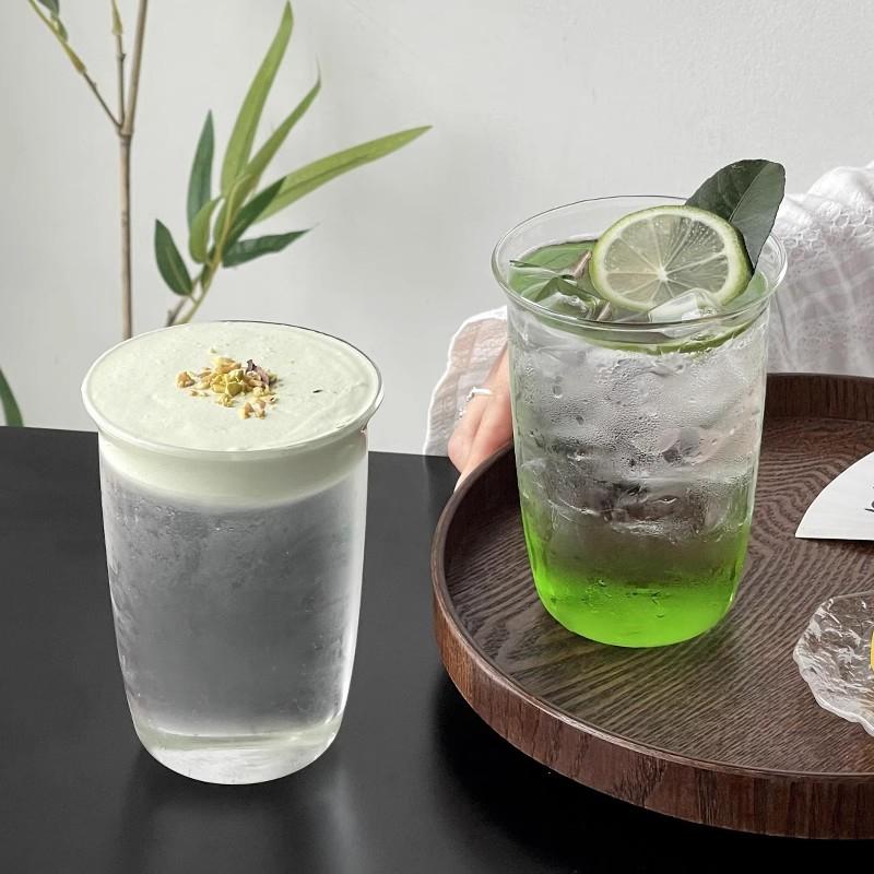 Transparente Glastasse Saft Milch Tee Becher Trinkgeschirr Hitzebeständige Gläser Großes Fassungsvermögen Kaltgetränkebecher Küchenbedarf