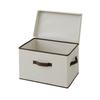 YAMAZEN Storage Box with Lid, Ivory with Brown Handle, YTCF-1PFIV