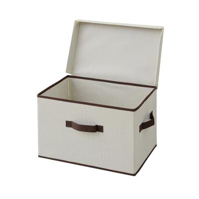 YAMAZEN Storage Box with Lid, Ivory with Brown Handle, YTCF-1PFIV