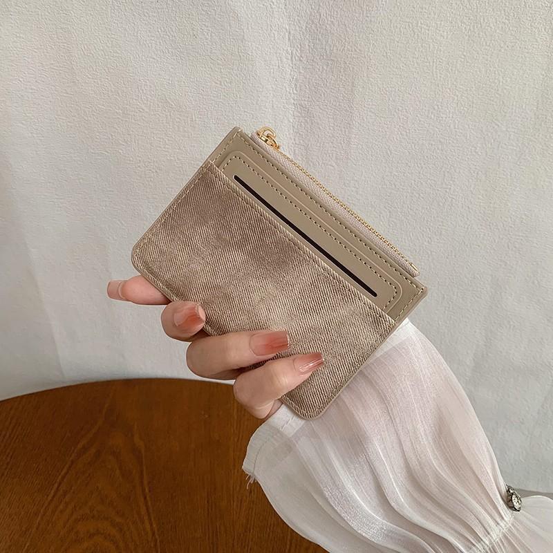 

Женский мини-кошелек из искусственной кожи, портативный кошелек на молнии для карт, кошелек для ID и кредитных карт, кошелек-брелок, тонкая монетница 2025 хаки