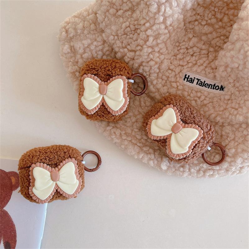 Autumn and Winter Plush AirPods Pro Earphone Cover for Apple 2-3 Generation Bluetooth Protective Case Girl Bow
