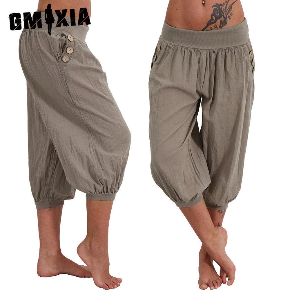 GMXIA Summer Women Cool Trousers Casual Loose Wide Leg Plus Size Pants Comfortable Leisure Pants