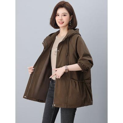 Mid-length Korean Loose Windbreaker Women's Mid-length Casual Jacket Hooded Top