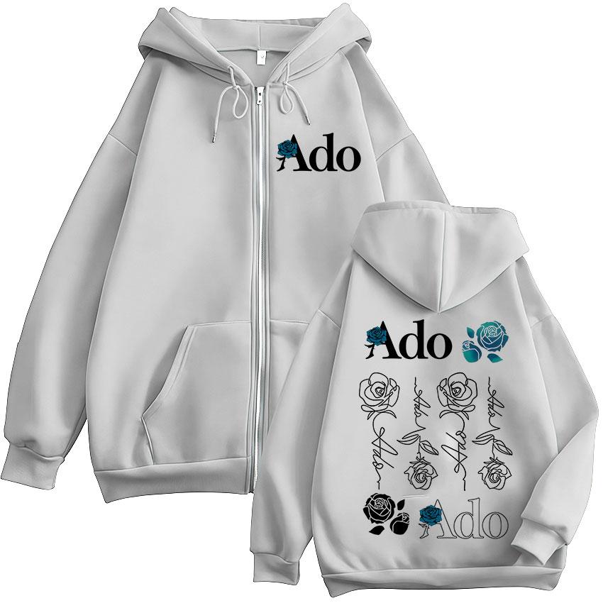 Ado Blue Rose World Tour Hibana Merch Felpe con Cerniera Abbigliamento Uomo Donna Moda Felpe con Zip Giubbotti Hoodie Casual