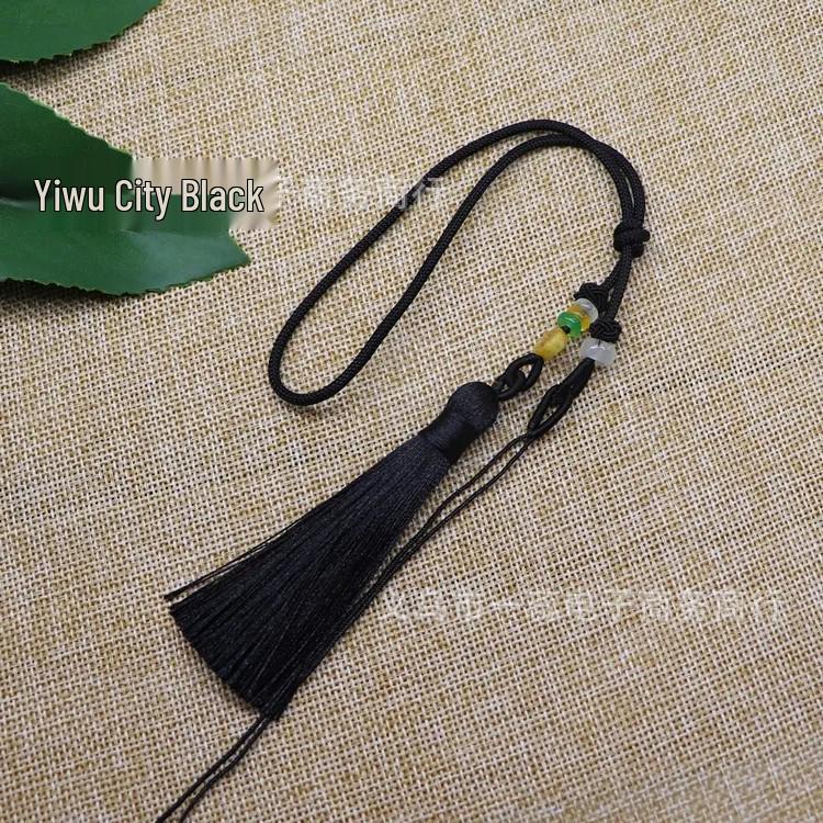 Handmade Car Hang Handle: Woven Rope with Jade  Amber Pendant, Safety Charm (Ping An Fu) Tassel, DIY Sachet Bag Accessory. New Bracelet Bag Strap